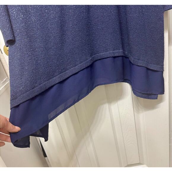 APT 9 Women's Navy Blue Metallic Sparkle Pullover Tunic - Size 3X - Picture 3 of 8